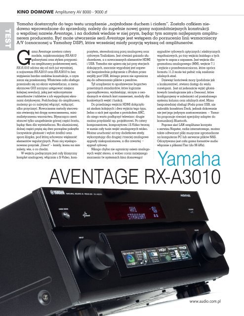 Yamaha AVENTAGE RX-A3010 - Audio