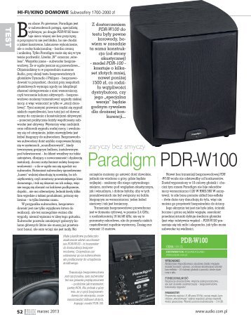 Paradigm PDR-W100 - Audio