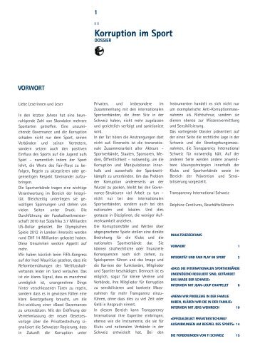 Korruption im Sport (Dossier 2013) - Transparency International