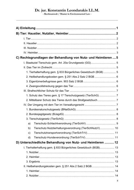 Gutachten âUngleichbehandlung von Nutz- und Heimtieren im ...