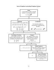 Sets of Numbers in the Real Number System