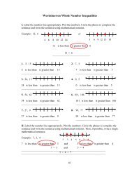 Worksheet on Whole Number Inequalities