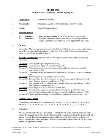 Student Course Document - NHC Math Department - Lone Star ...