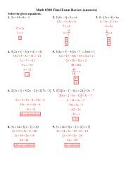 Math 0308 Final Exam Review (answers)