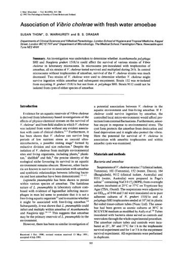 Association of Vibrio cholerae with fresh water amoebae - Journal of ...