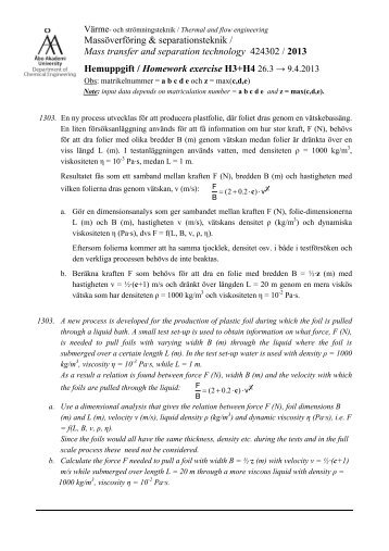 Massöverföring & separationsteknik / Mass transfer and separation ...