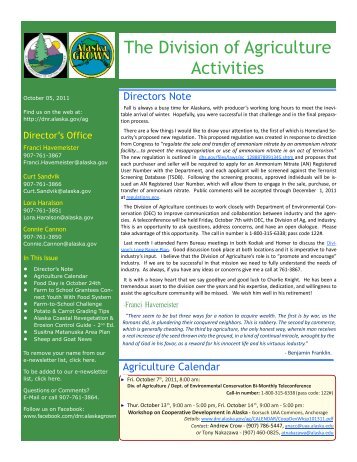 October 1, 2011 - October Newsletter - Alaska Department of Natural ...
