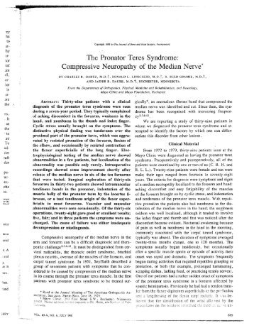The Pronator Teres Syndrome: Compressive Neuropathy of the ...