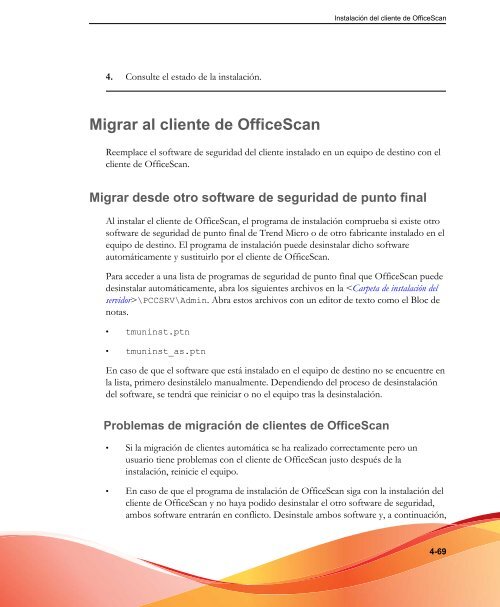 El cliente de OfficeScan