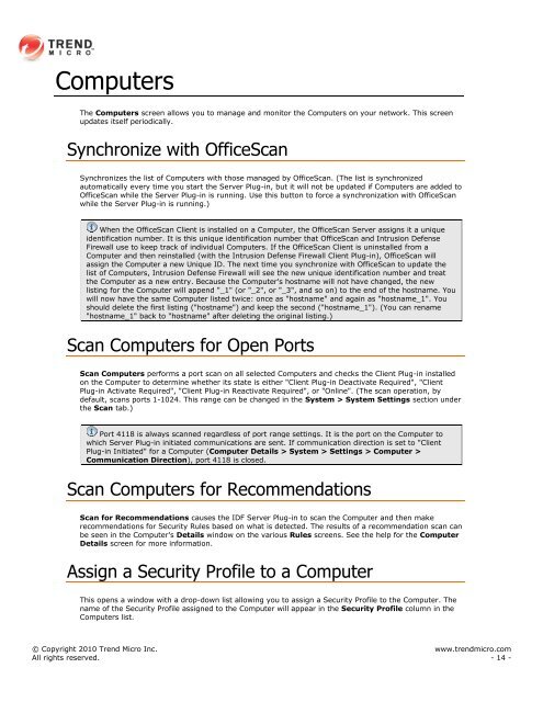 Intrusion Defense Firewall 1.2 User's Guide - Trend Micro? Online ...