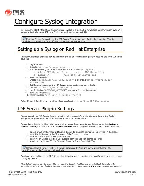 Intrusion Defense Firewall 1.2 User's Guide - Trend Micro? Online ...