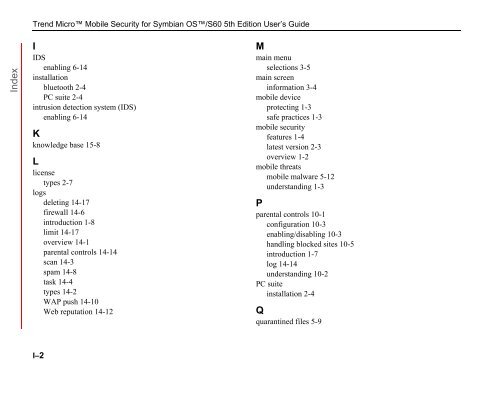 Trend Micro Mobile Security for Symbian OS/S60 3rd Edition User's ...