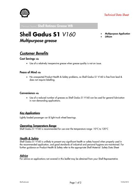 Shell Gadus S1 V160 - Parsian Super Lubricants