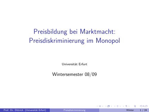 Preisbildung Bei Marktmacht Preisdiskriminierung Im Monopol