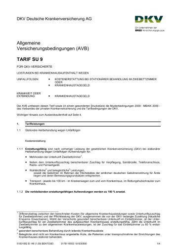 PDF-Datei: TARIF SU 9 für GKV-Versicherte - DKV