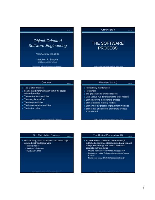 Object-Oriented Software Engineering THE SOFTWARE PROCESS