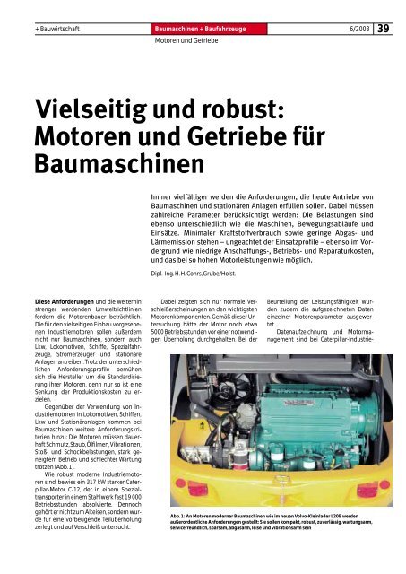 Motoren und Getriebe für Baumaschinen - Bauverlag