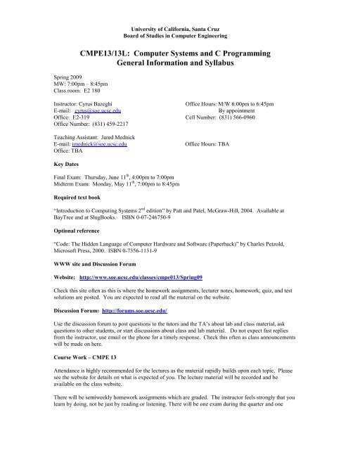 Computer Systems and C Programming General - Courses ...