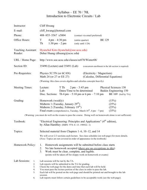 syllabus \u2013 ee 70 70l introduction to electronic circuits coursesElectronic Circuit Syllabus #16