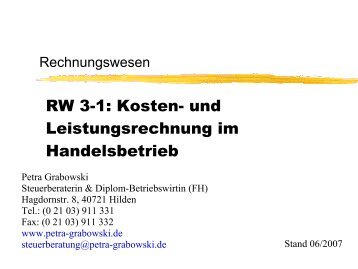 RW 3-1: Kosten- und Leistungsrechnung im Handelsbetrieb - Petra ...