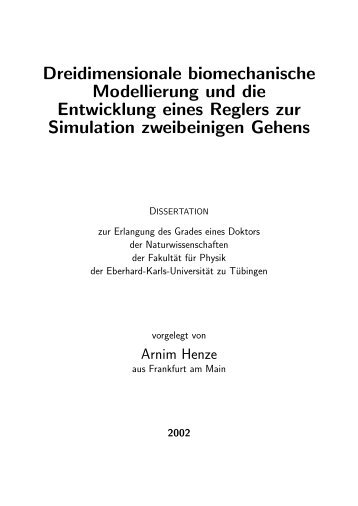 Dreidimensionale biomechanische Modellierung und die ...