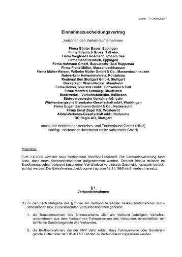 Einnahmezuscheidungsvertrag - HNV - Heilbronner · Hohenloher ...