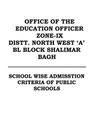 office of the education officer zone-ix distt. north west - Directorate of ...