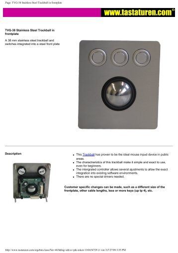 Page: TVG-38 Stainless Steel Trackball in frontplate