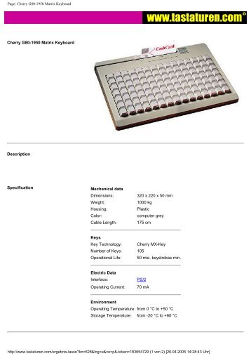 Page: Cherry G80-1950 Matrix Keyboard