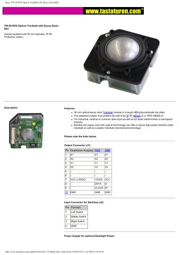 Page: TW-50-IP65 Optical Trackball with Epoxy Resin Ball