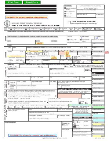 DOR-108 Application for Missouri Title and License