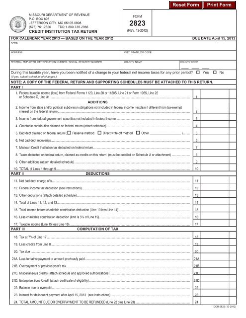 2823 - Missouri Department of Revenue