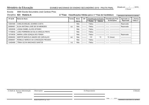 Pauta de exame - Modelo A1