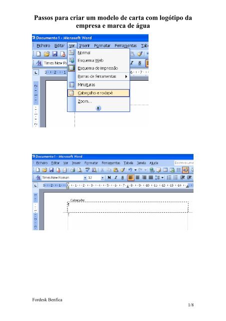 Passos para criar um modelo de carta com logótipo da empresa e ...
