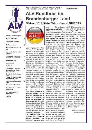 ALV Rundbrief im Brandenburger Land 05-13 - Arbeitslosenverband ...