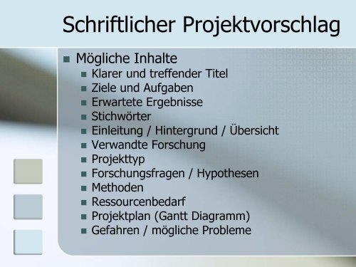 Einführung in die wissenschaftliche Projektarbeit