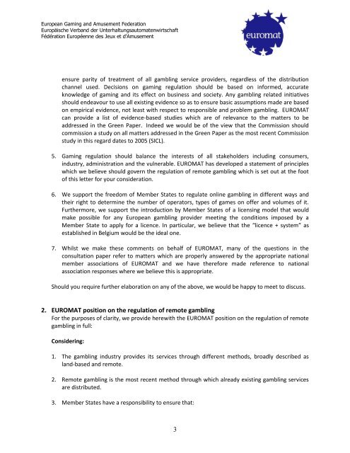 Proposed structure of the EUROMAT response to the ... - Jogo Remoto