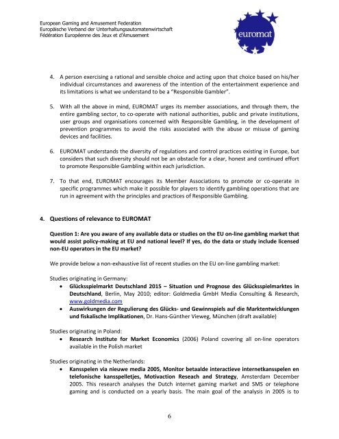 Proposed structure of the EUROMAT response to the ... - Jogo Remoto