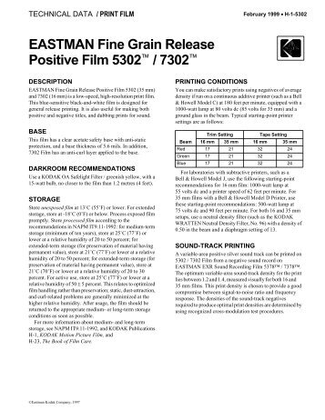 EASTMAN Fine Grain Release Positive Film 5302™ / 7302™ - 125px