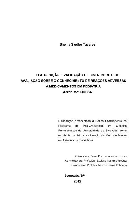 elaboração e validação de instrumento de avaliação sobre o ...