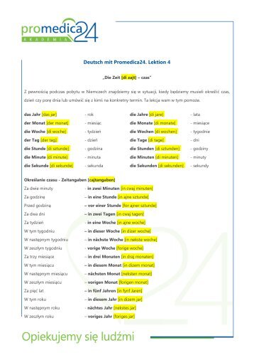 Deutsch mit Promedica24. Lektion 4