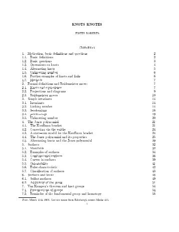 Knots Knotes - UCSD - Department of Mathematics