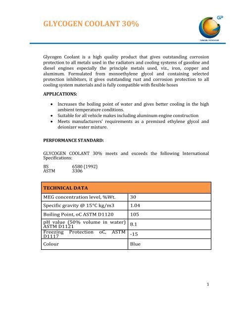 GLYCOGEN COOLANT 30% - General Petroleum