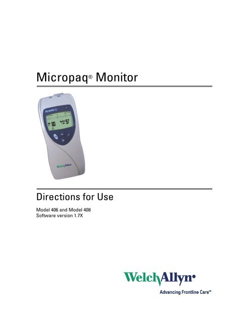 Micropaq User Manual Model 406 and 408 - Medical Equipment Pros