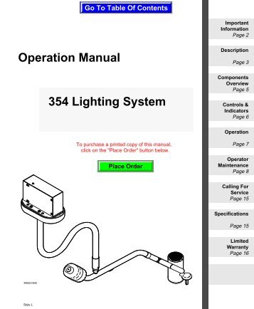 Operation Manual 354 Lighting System - Medical Equipment Pros