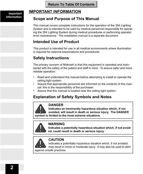 Operation Manual 354 Lighting System - Medical Equipment Pros