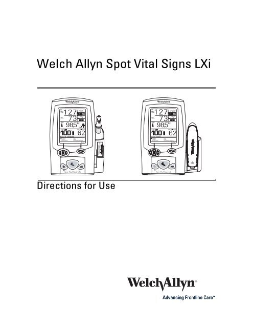 Spot Vital Signs LXi Directions for Use - Frank's Hospital Workshop