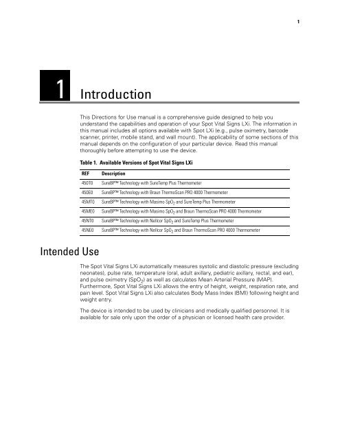 Spot Vital Signs LXi Directions for Use - Frank's Hospital Workshop