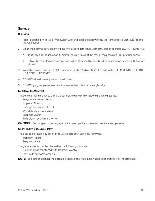 CL100 / CL300 Service Manual - Welch Allyn