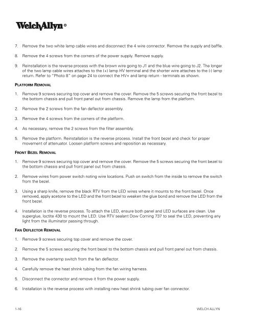 CL100 / CL300 Service Manual - Welch Allyn